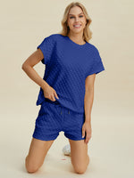 FAM-FAM Double Take Full Size Texture T-Shirt and Shorts Set