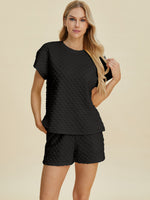 FAM-FAM Double Take Full Size Texture T-Shirt and Shorts Set