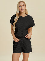 FAM-FAM Double Take Full Size Texture T-Shirt and Shorts Set