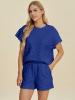 FAM-FAM Double Take Full Size Texture T-Shirt and Shorts Set