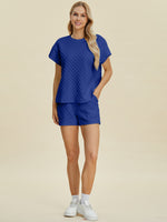 FAM-FAM Double Take Full Size Texture T-Shirt and Shorts Set