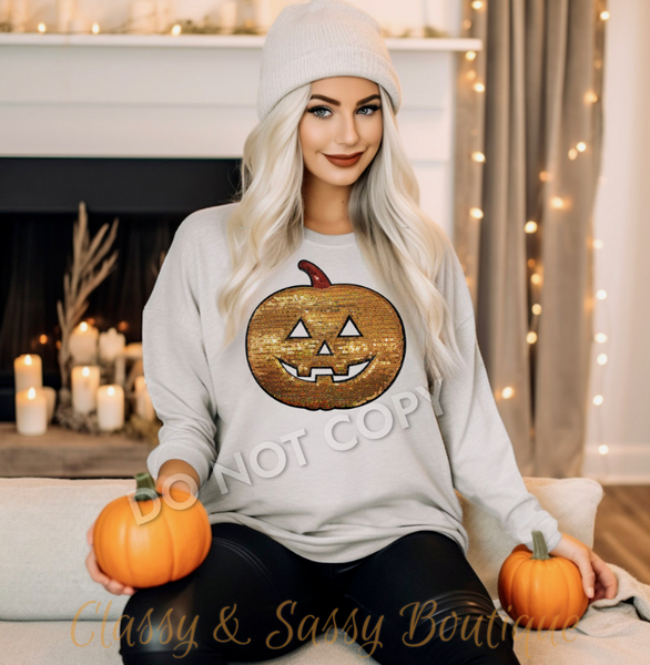 Chenille patch ghost or pumpkin shirts