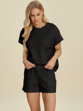 FAM-FAM Double Take Full Size Texture T-Shirt and Shorts Set