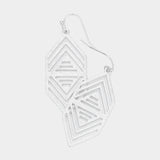 CUT OUT DETAILED ANGLED METAL DANGLE EARRINGS