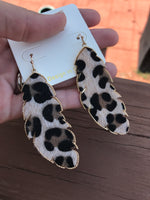 Leopard and Gold Leaf Earring